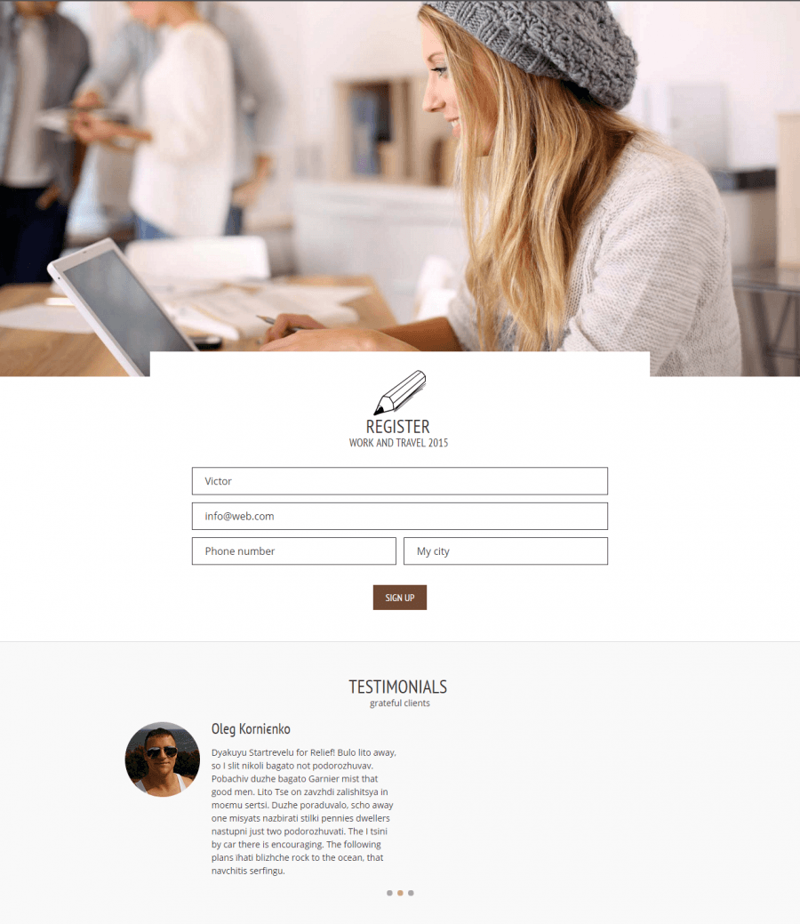 web design landing page